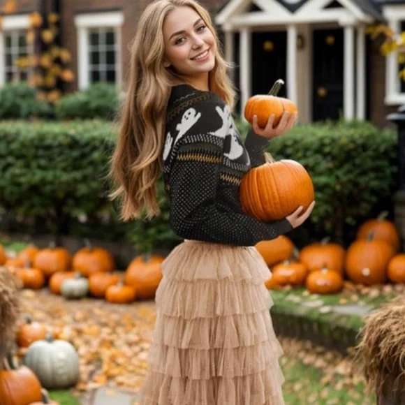 Halloween Sweater Ghostly Fun Retro Crewneck Sweater - Picture 12 of 14